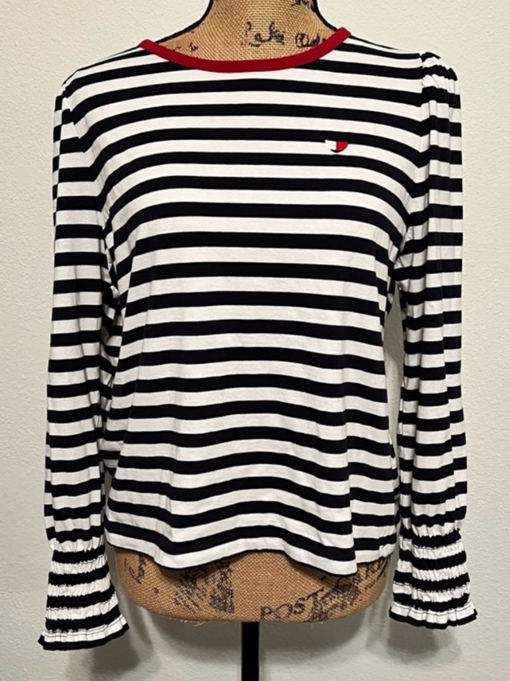 Tommy Hilfiger Striped Smock Cuffed knit long sleeve top XL